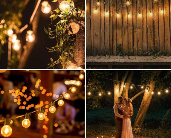 Outdoor hanging string lights