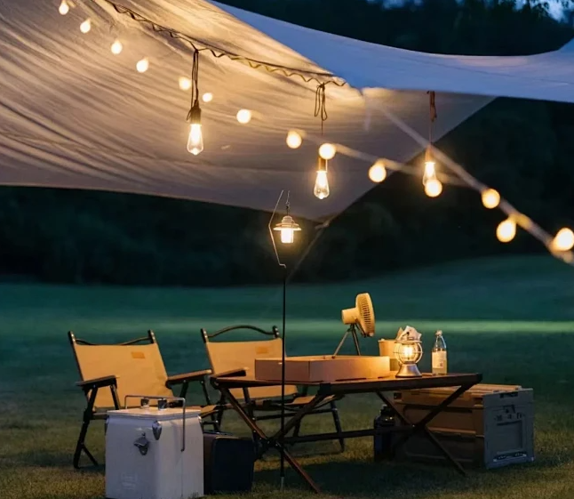 Campground string lights